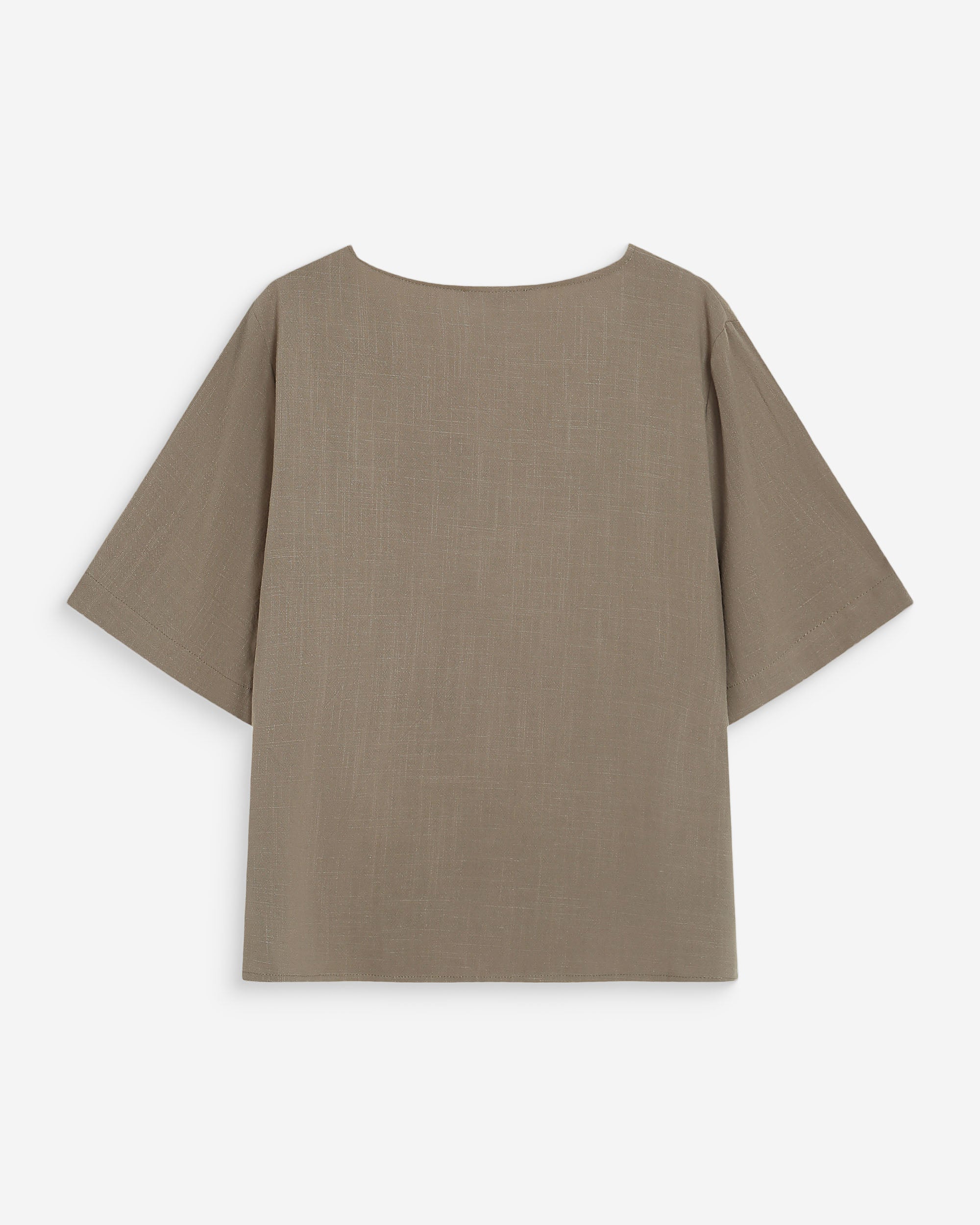 Fluid short-sleeve V-neck top kaki Violon