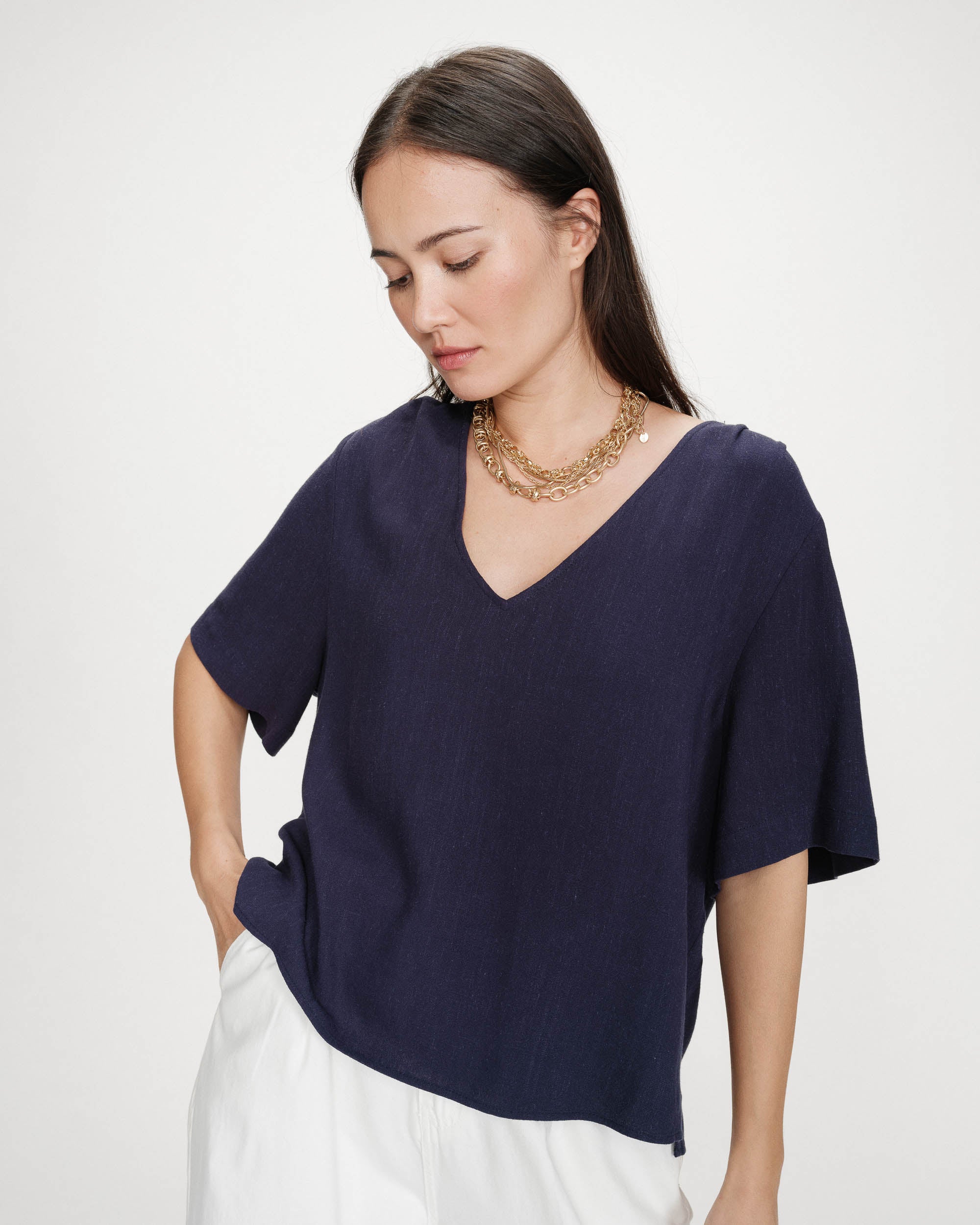 Top manches courtes marine Violon