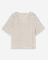 Top fluido de manga corta con escote en V sable Violon
