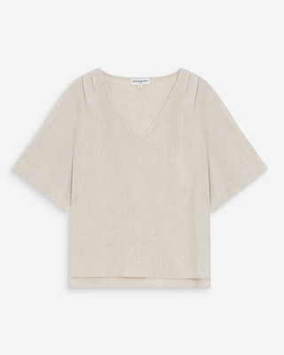 Top manches courtes fluide col V sable Violon