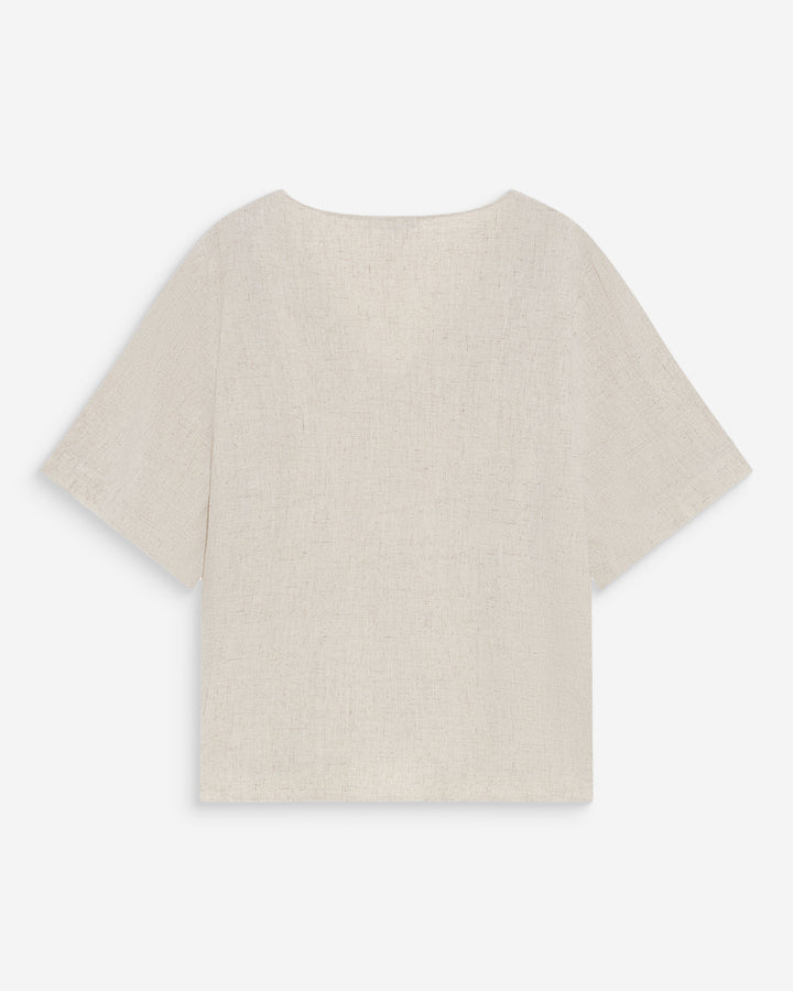 Top fluido de manga corta con escote en V sable Violon