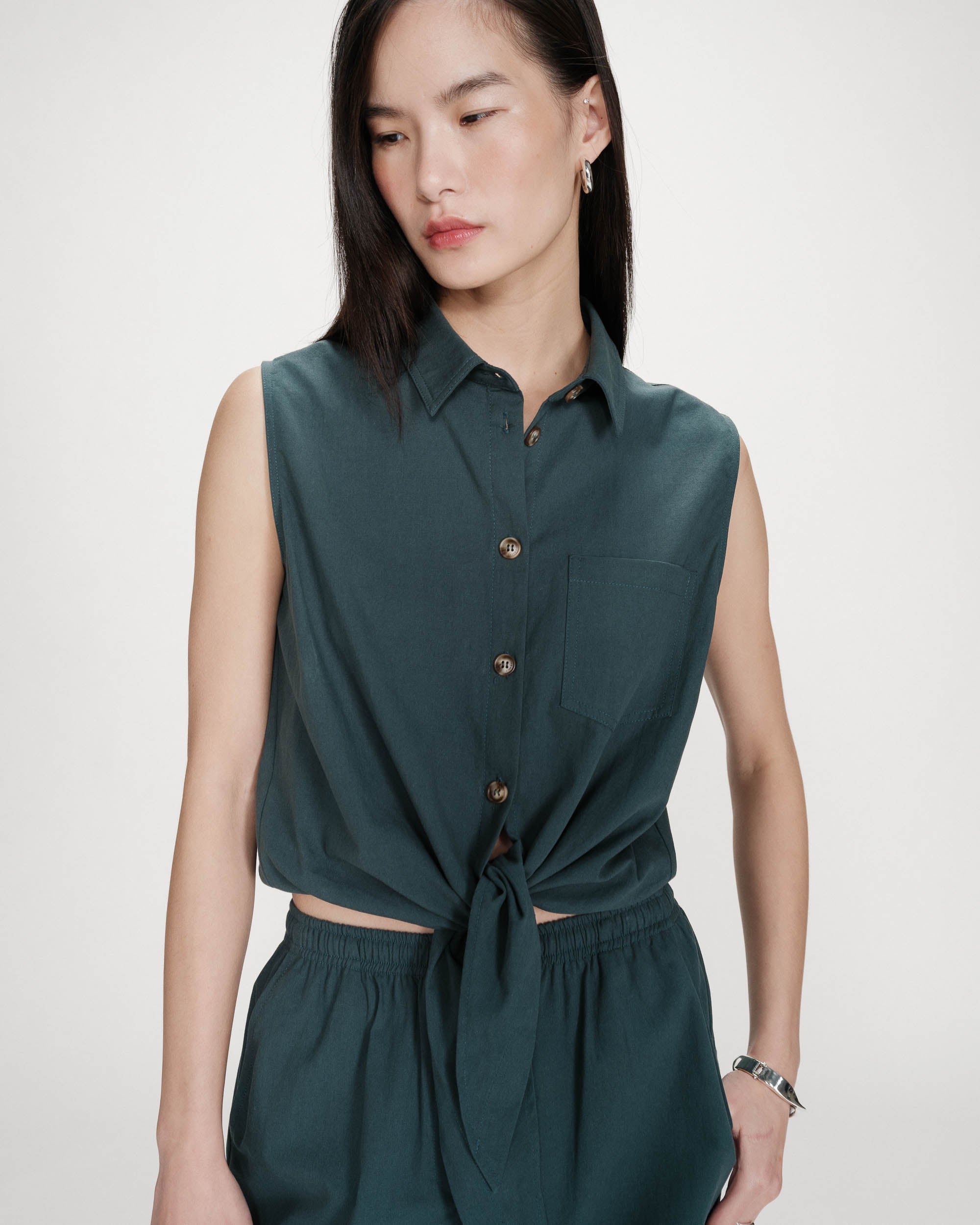 Chemise en coton emeraude Vero