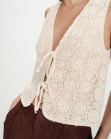 Top en crochet ecru Vony