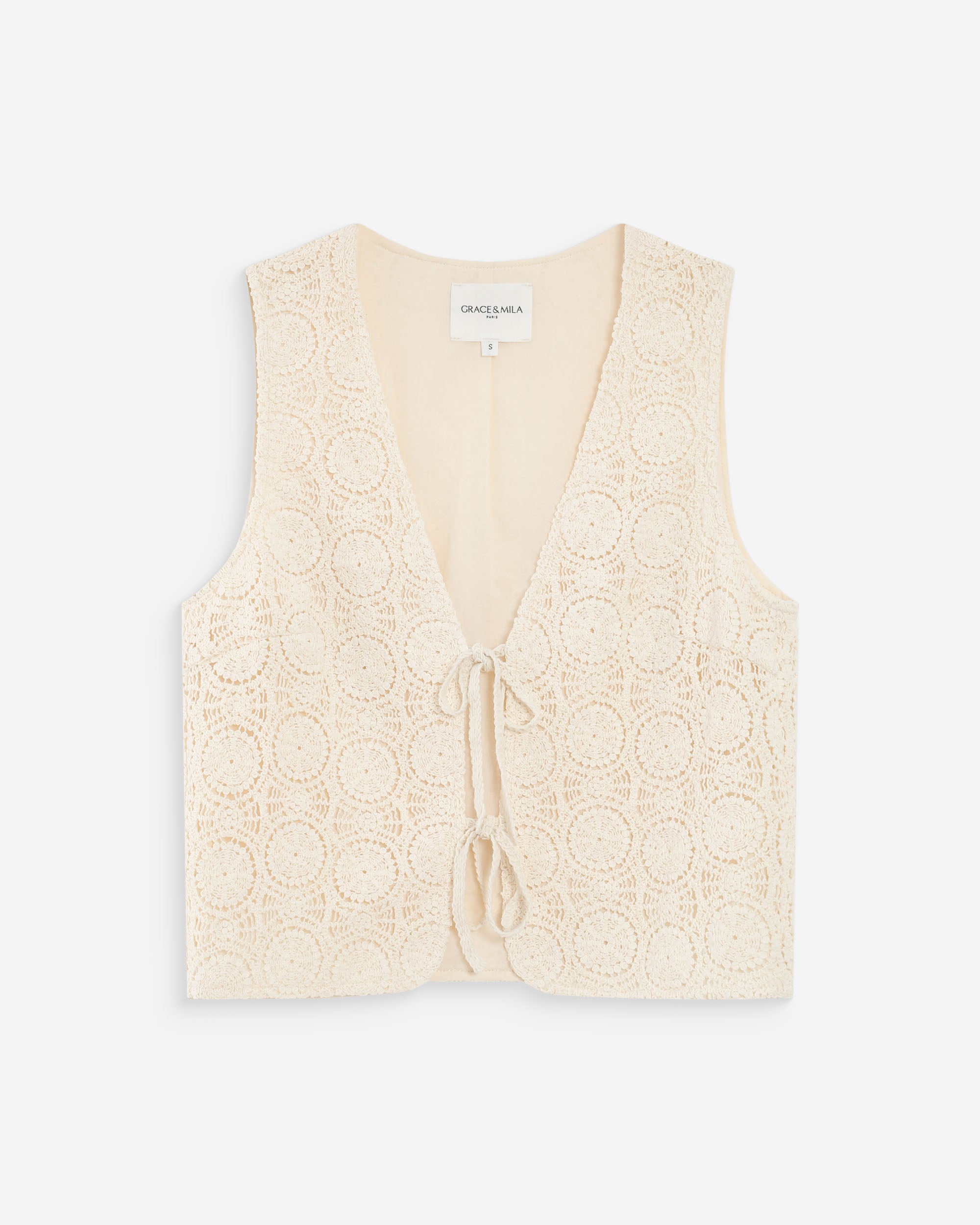 Top en crochet ecru Vony