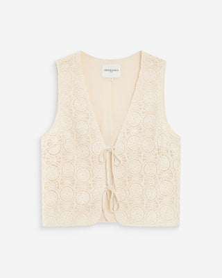 Top en crochet ecru Vony