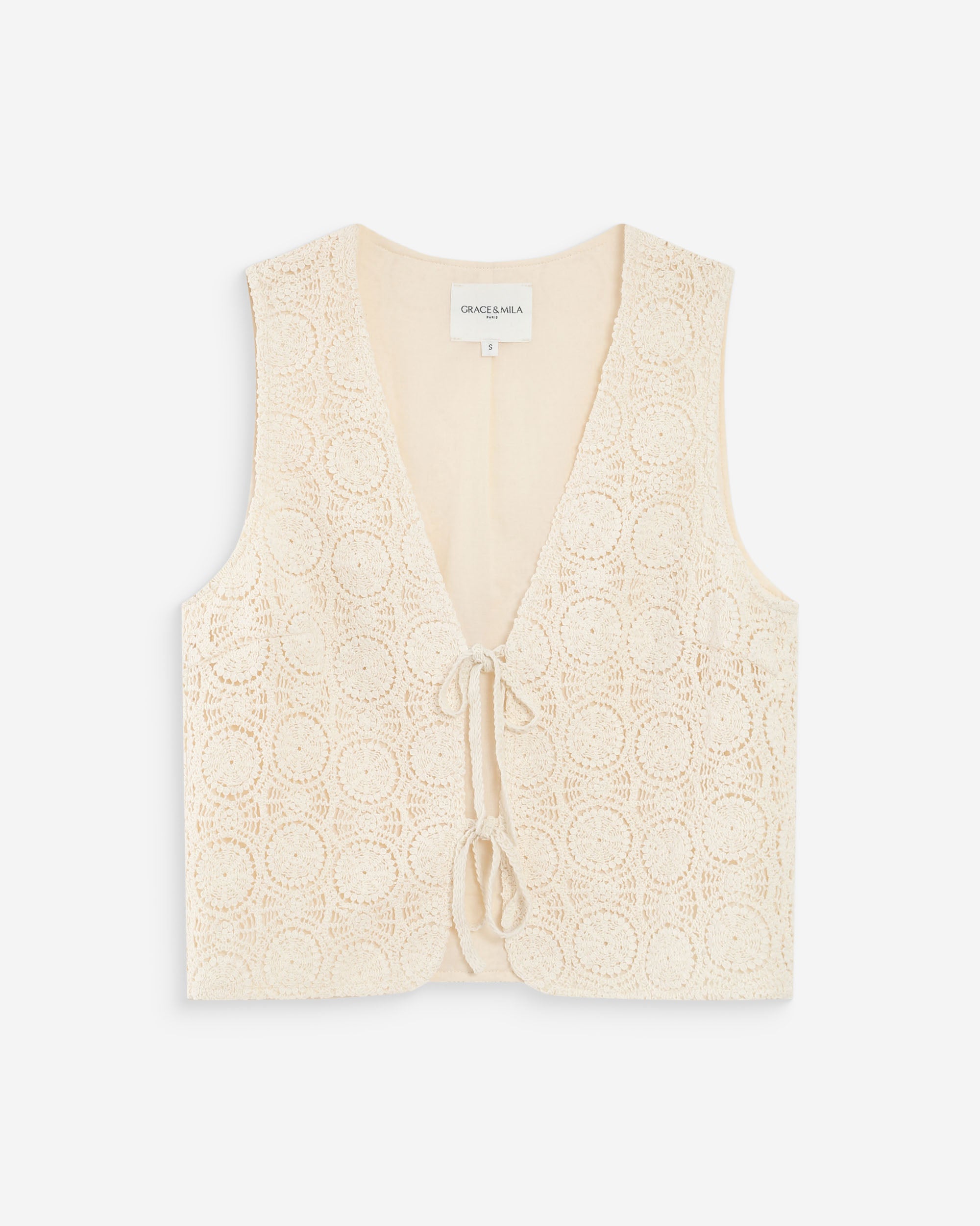 Top en crochet ecru Vony