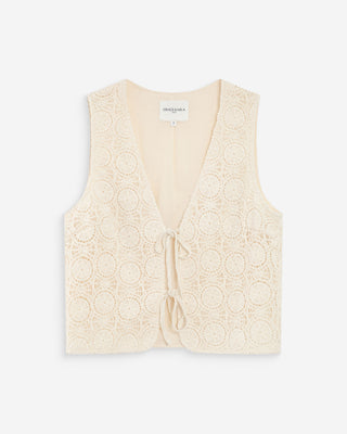 Top en crochet ecru Vony