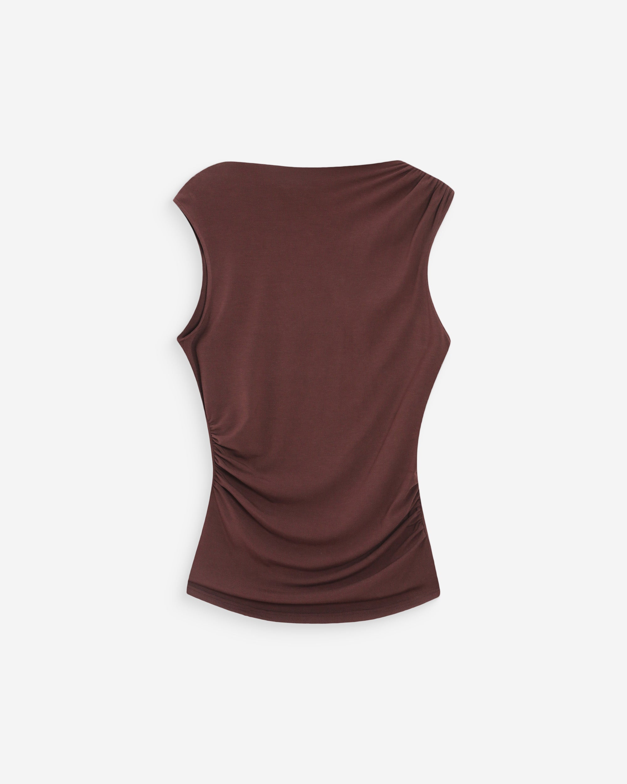 Top sans manches drapé chocolat Valley