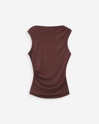 Top sans manches drapé chocolat Valley