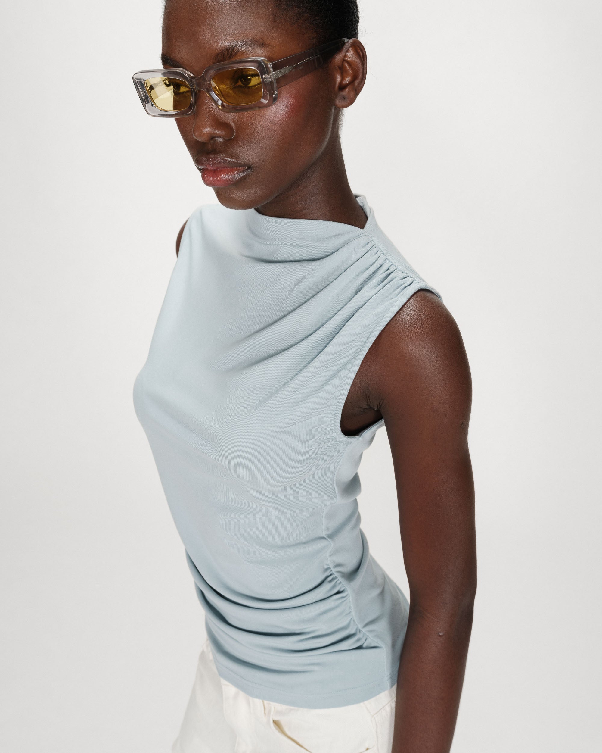 Top sans manches drapé ciel Valley