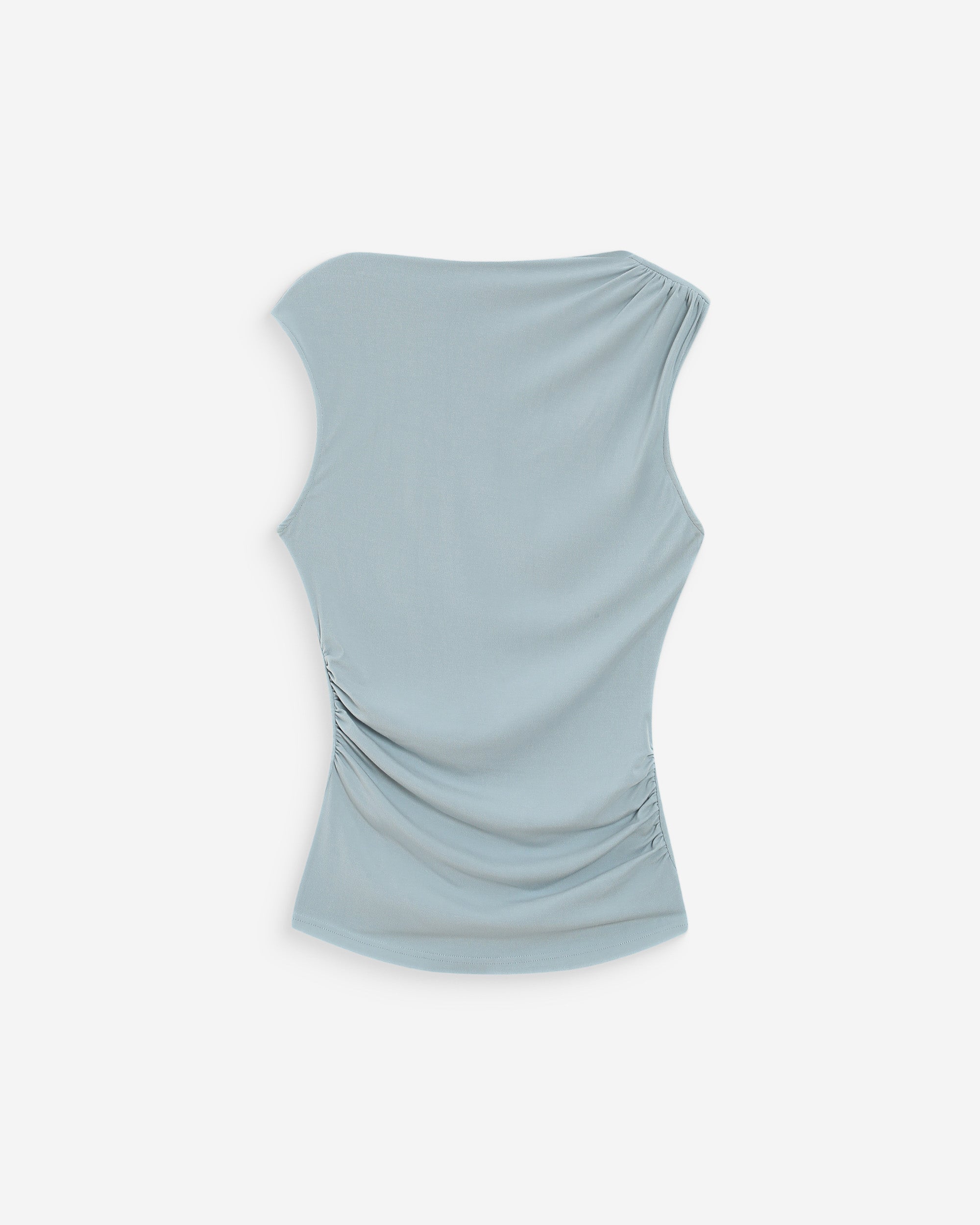 Top drapeado sin mangas con cuello alto ciel Valley