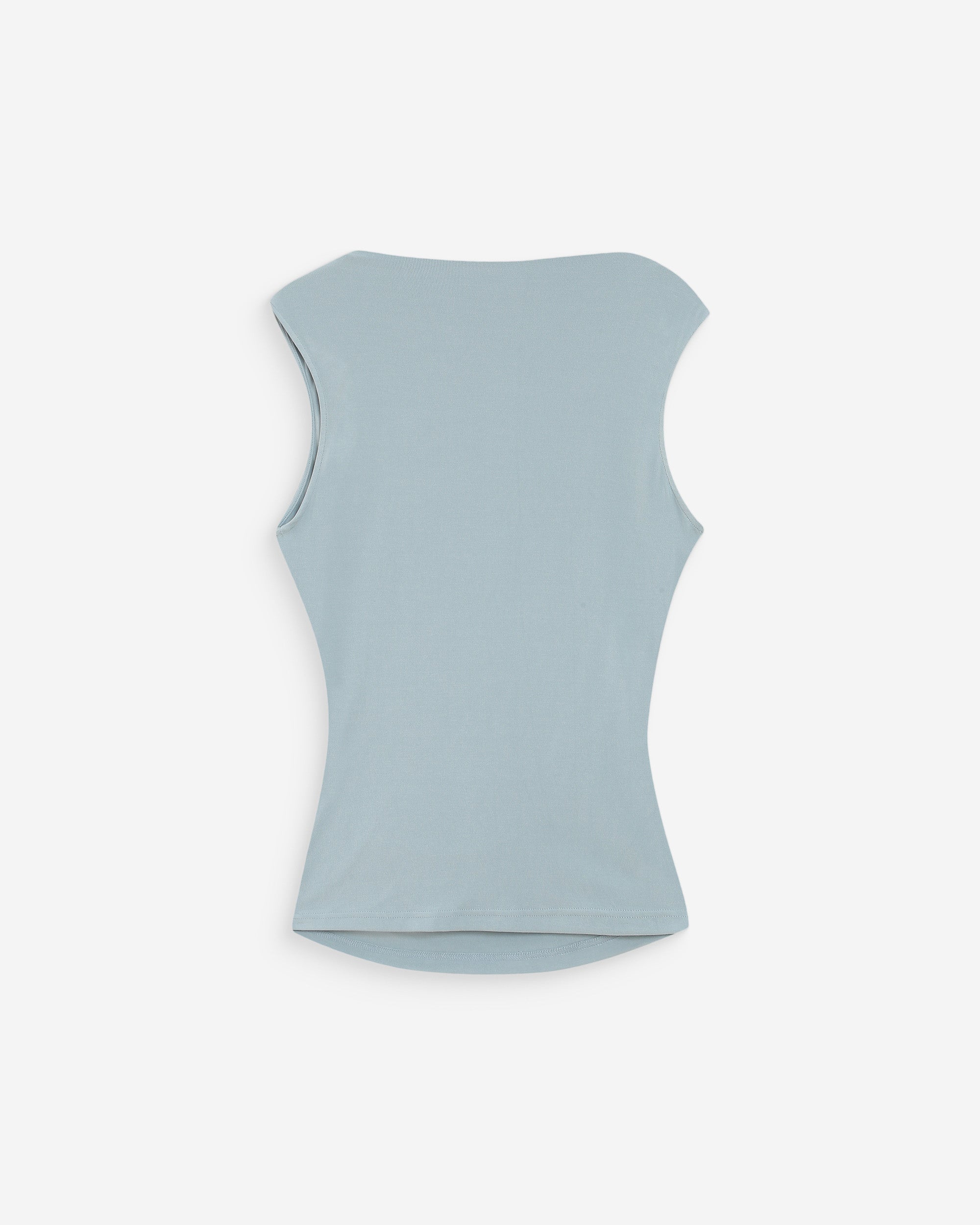 Top drapeado sin mangas con cuello alto ciel Valley