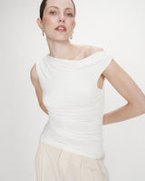 Top sans manches drapé ivoire Valley