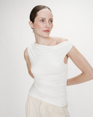 Top sans manches drapé ivoire Valley