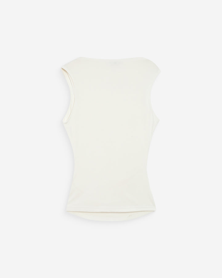 Top drapeado sin mangas con cuello alto ivoire Valley