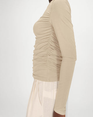 Top manches longues drapé sable Valeda