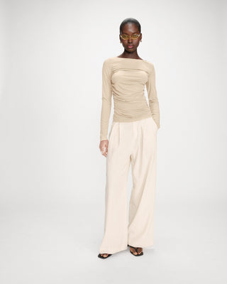 Top manches longues drapé sable Valeda