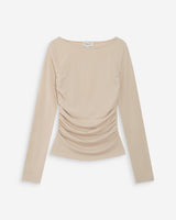 Top manches longues drapé sable Valeda