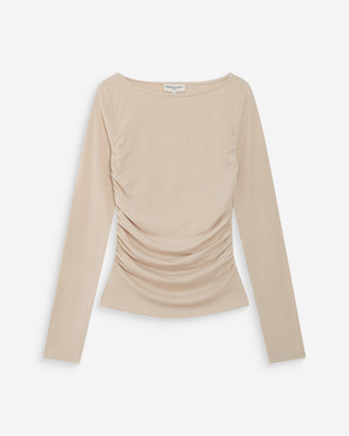 Top manches longues drapé sable Valeda