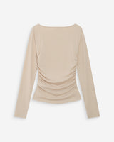 Top manches longues drapé sable Valeda