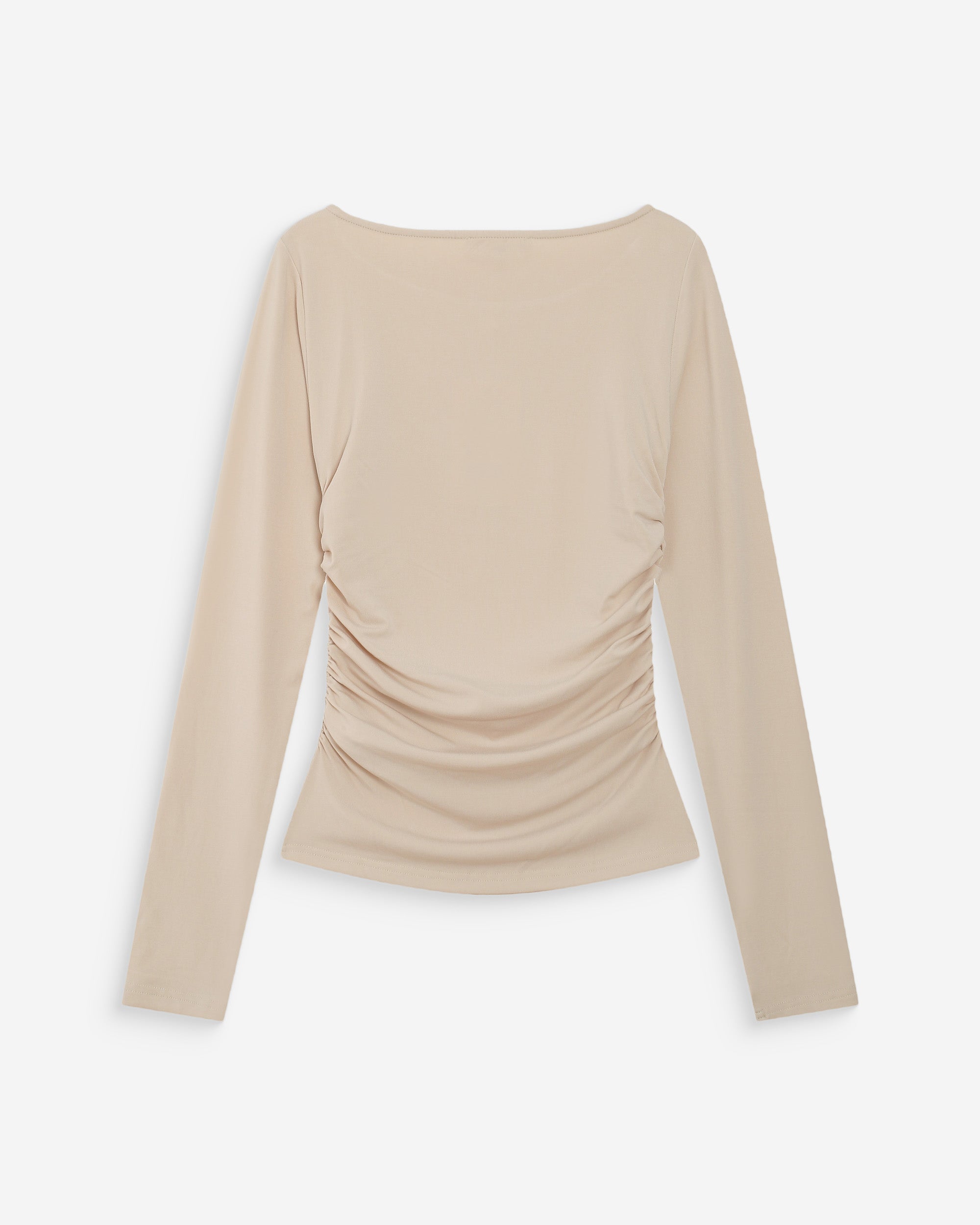 Top manches longues drapé sable Valeda