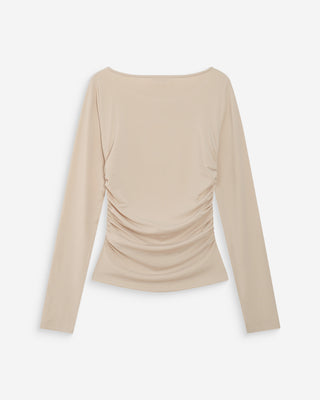Top manches longues drapé sable Valeda
