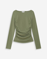 Top manches longues drapé sauge Valeda