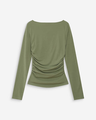 Top manches longues drapé sauge Valeda