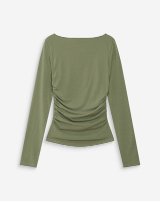 Top de manga larga drapeado sauge Valeda