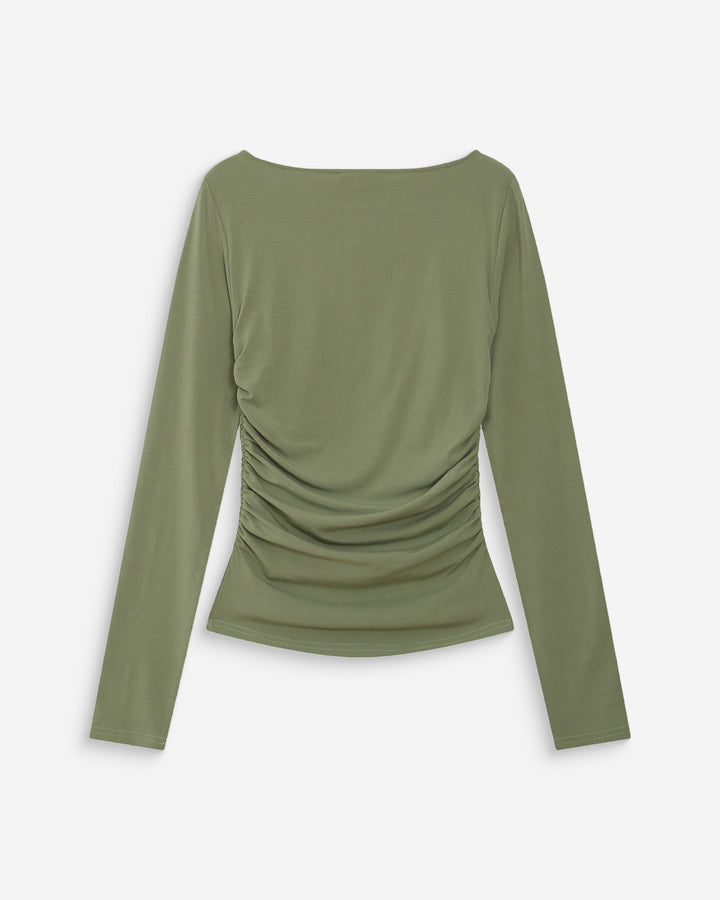 Top de manga larga drapeado sauge Valeda