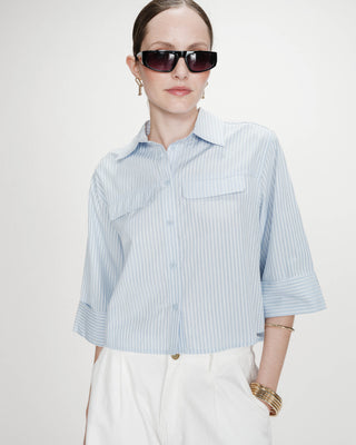 Chemise courte à rayures ciel Voice