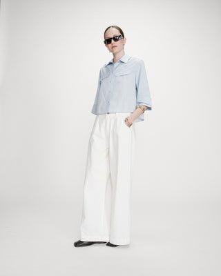 Chemise courte à rayures ciel Voice