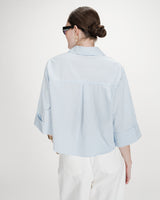 Chemise courte à rayures ciel Voice