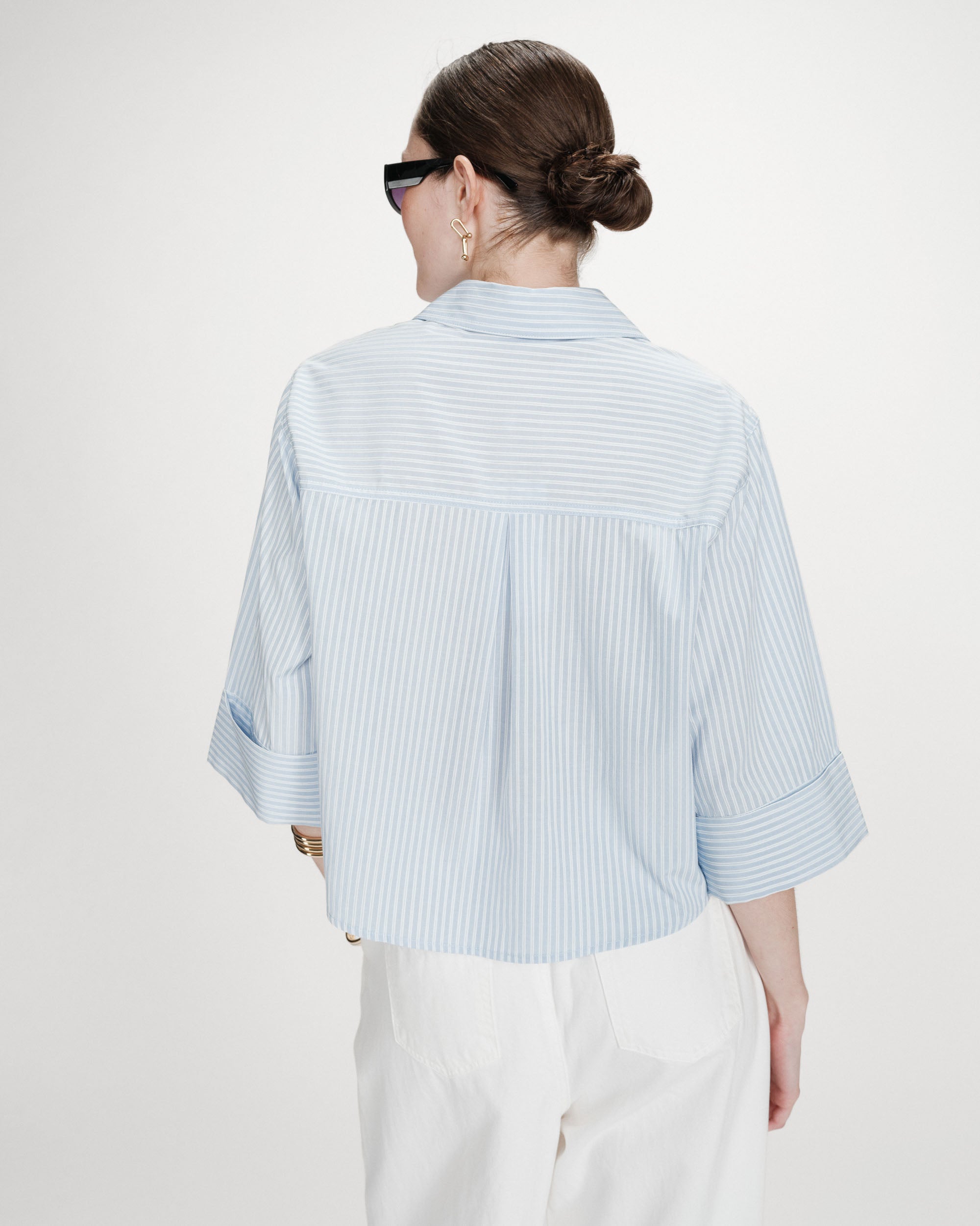 Chemise courte à rayures ciel Voice