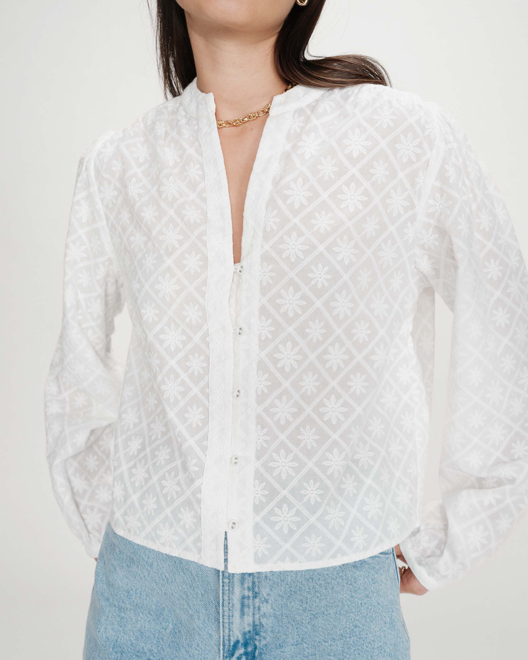 Blouse broderie anglaise ivoire Vandita