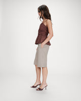 Top péplum bustier à encolure carrée chocolat Valo