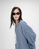 Blouse à carreaux en coton marine Varry