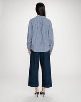 Blouse à carreaux en coton marine Varry