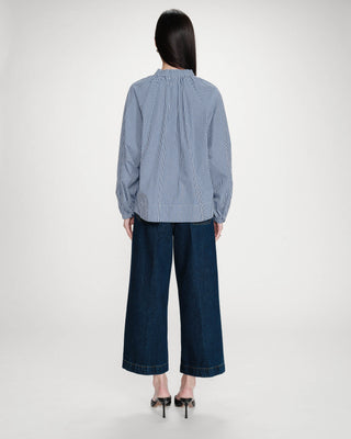 Blouse à carreaux en coton marine Varry