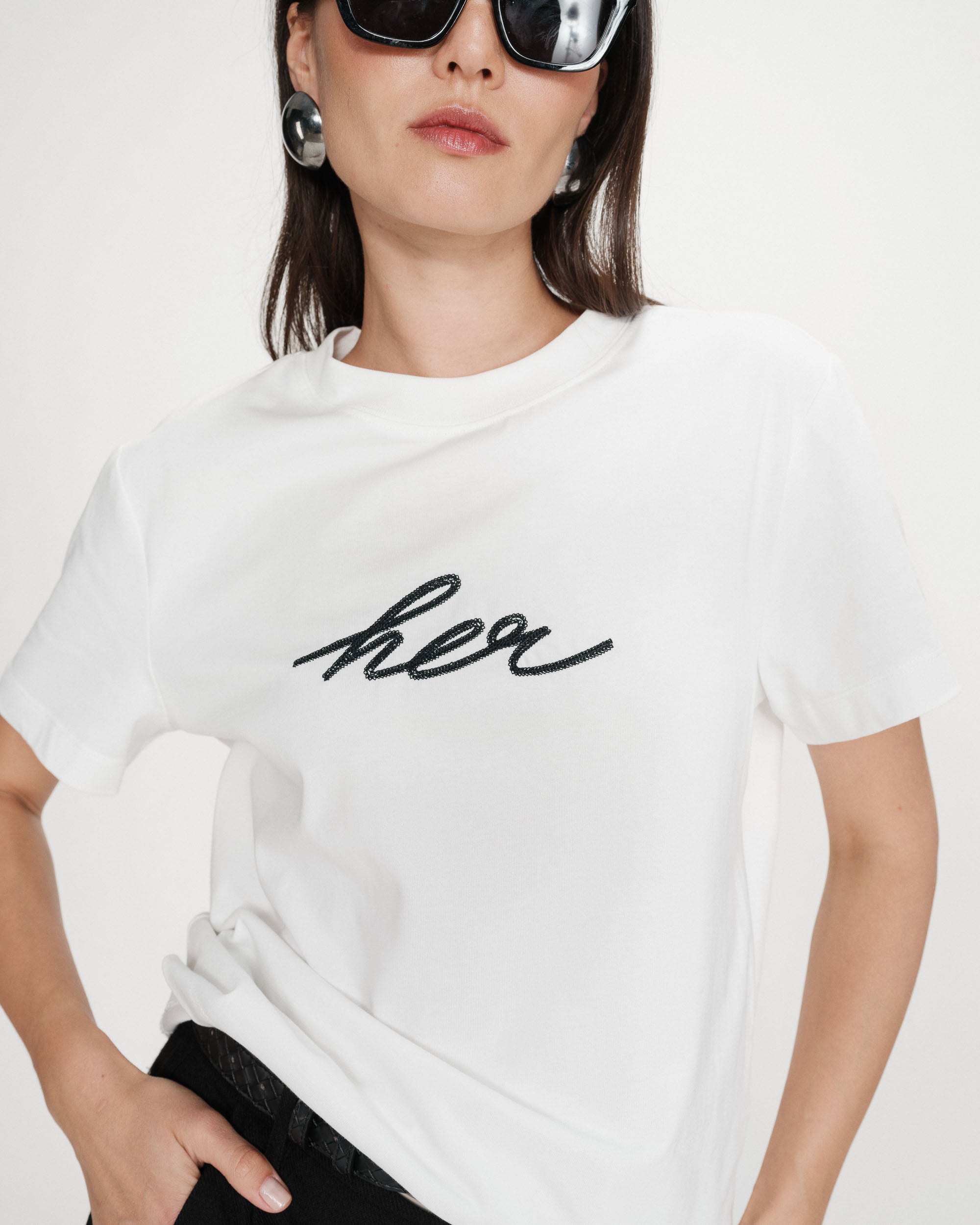 Camiseta de algodón con mensaje ivoire Vanders