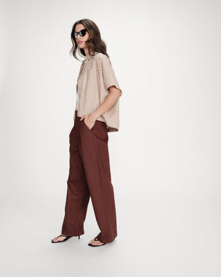 Chemise large à rayures mocha Vercia