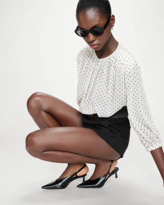 Blouse bouffante à pois ivoire Valianna