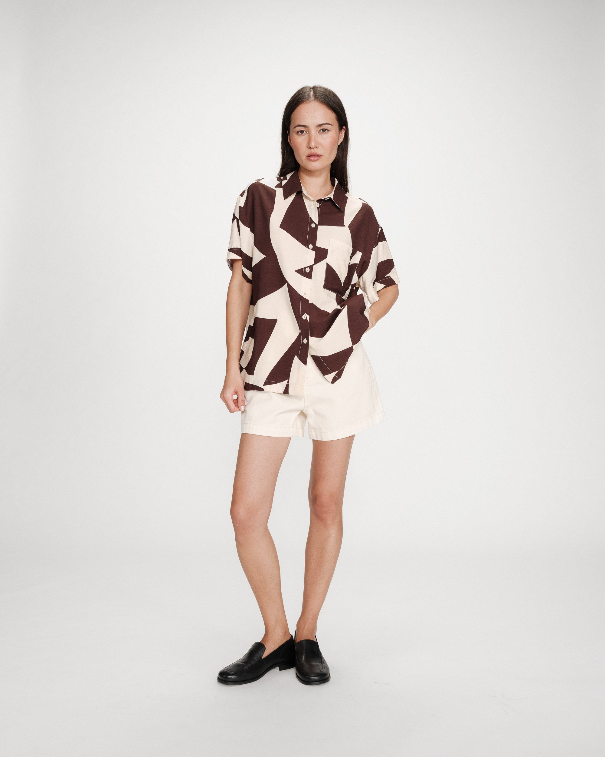 Chemise courte imprimée chocolat Veil