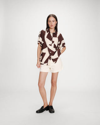 Chemise courte imprimée chocolat Veil