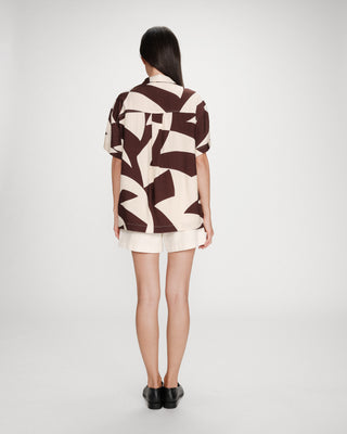 Chemise courte imprimée chocolat Veil