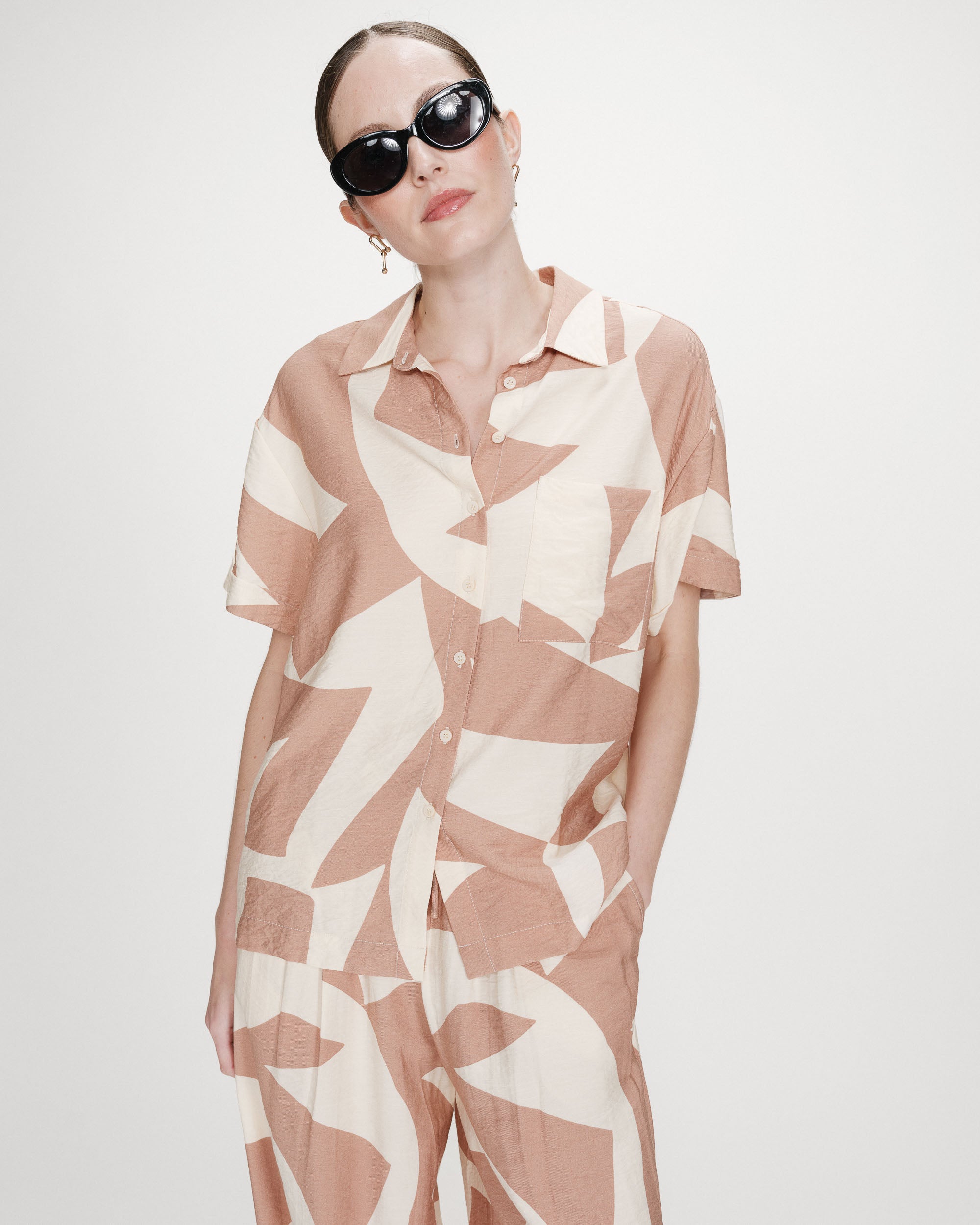 Chemise courte imprimée mocha Veil