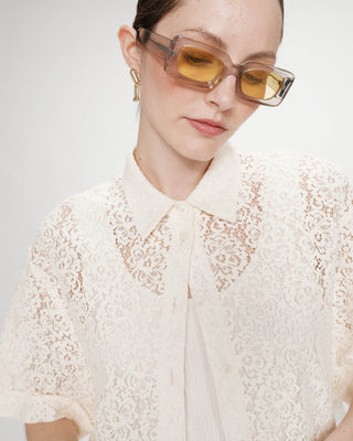 Chemise droite en dentelle ecru Vendel