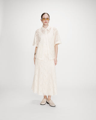 Chemise droite en dentelle ecru Vendel