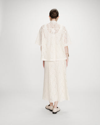 Chemise droite en dentelle ecru Vendel