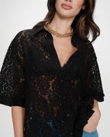 Chemise droite en dentelle noir Vendel